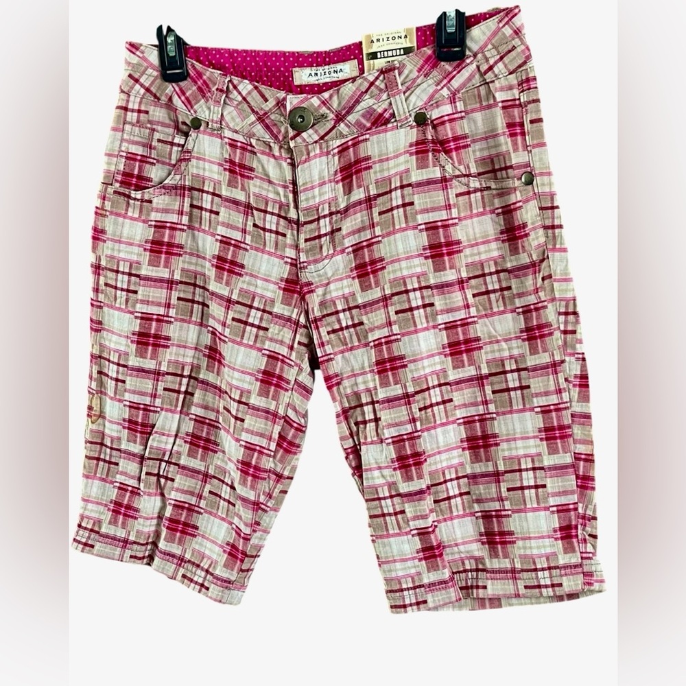 Arizona Jean Company Pink Plaid Bermudas New with Tags - Picture 3 of 7